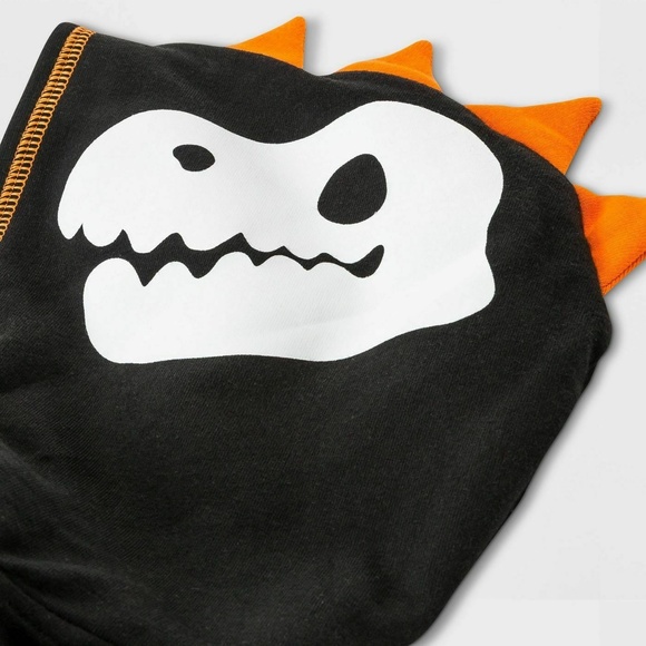 Baby Boys' Dino Skeleton Halloween Hooded Romper Cat & Jack Black 0-3 Months NWT - Picture 2 of 2